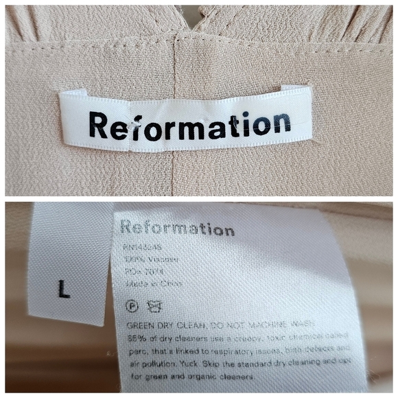 Reformation Peppermint bridesmaid wrap dress champagne large - Picture 8 of 13